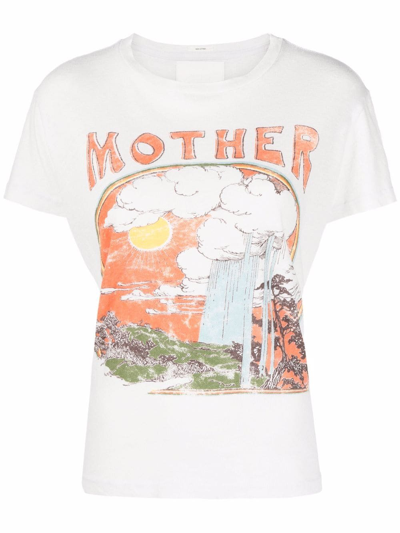 Mother The Sinful Graphic Crewneck Tee In Chalk Sunshine