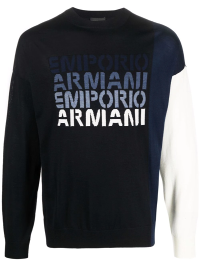 Emporio Armani Logo-print Sweatshirt In Blau