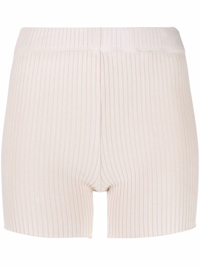 Cotton Citizen Ribbed Stretch Shorts In Nude