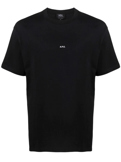 Apc A.p.c. Boxy Micro Logo Cotton Crew-neck T-shirt In Black