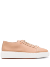 Santoni Pebbled-texture Sneakers In Beige