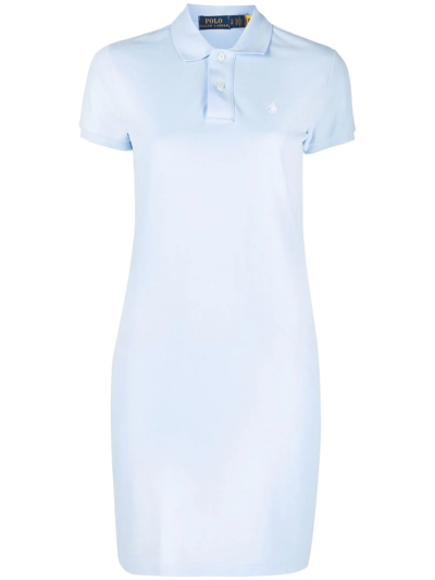 Polo Ralph Lauren Embroidered Polo-pony Dress In Blue