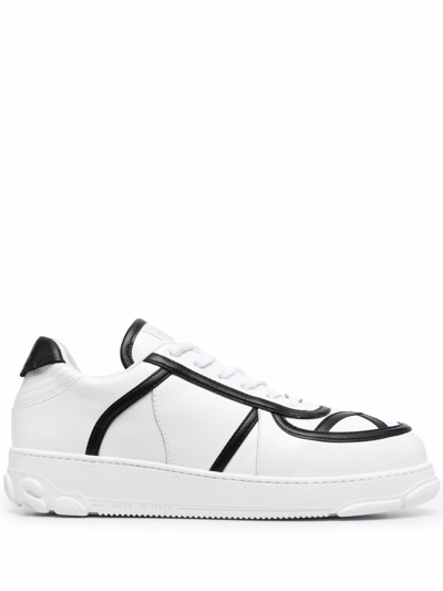 Gcds Nami Bicolor Leather Sneakers In White