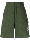 GCDS TEXTURED EMBROIDERED-LOGO SHORTS