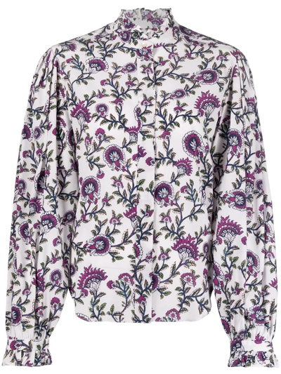 Isabel Marant Banessa Shirt In White Silk In Multi-colored