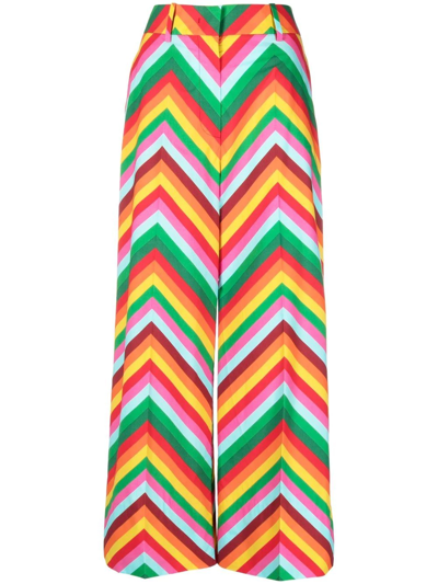 Valentino Multicolour Geometric-motif Cropped Trousers In Multicolore