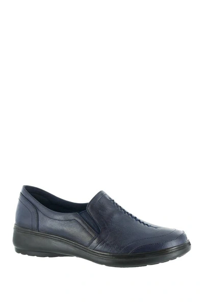 Easy Street Proctor Womens Faux Leather Mini Wedge Slip-on Shoes In New Navy