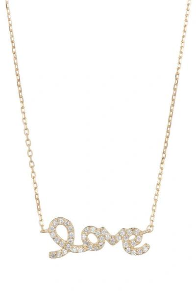 Adornia 14k Yellow Gold Plated Swarovski Crystal Cursive Love Necklace