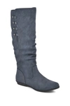 White Mountain Francie Knee High Boot In Navy/suede/smooth