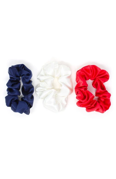 Blissy 3-pack Silk Scrunchies In Red/ White/ Blue