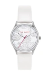 Ted Baker Belgravia White Leather Strap Watch, 36mm In Silver/ White/ White