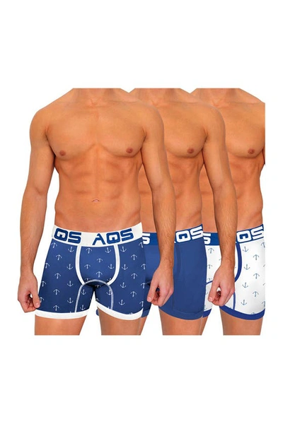 Aqs Print Boxer Briefs In Darkblue/whiteanchor