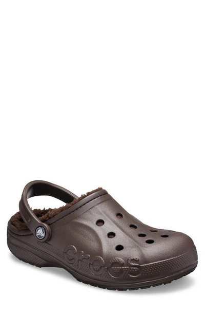 Crocs Baya Faux Fur Lined Clog In Espresso/ Espresso