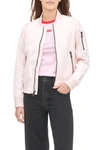 Levi's Women's Lightweight Zip-detail Bomber Jacket In Peach Blush
