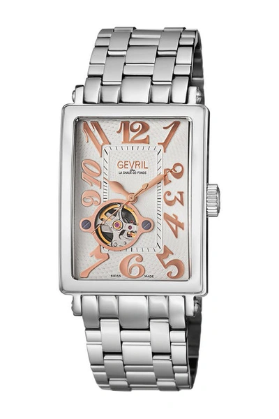 Gevril Avenue Of Americas Intravedre Bracelet Watch, 34.5mm In Silver