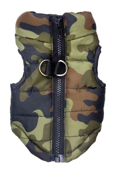 Dogs Of Glamour Medium Camo Vest In Green/camouflage