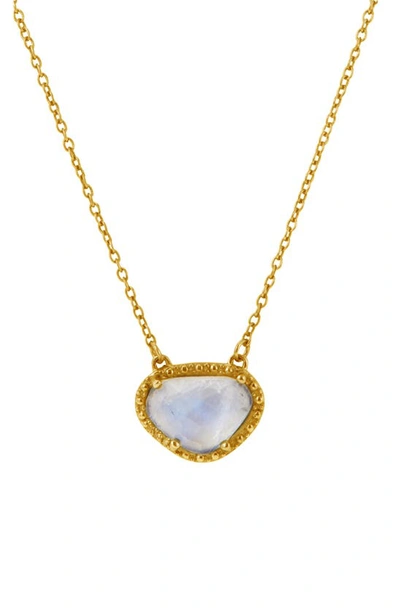 Adornia Rose Cut Stone Pendant Necklace In Moonstone Gold Vermeil