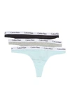 Calvin Klein Logo Assorted Thongs In Black/grey Heather/feeder Stri