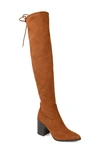 Journee Collection Paras Faux Suede Over-the-knee Boot In Brown