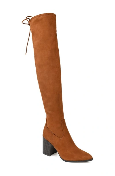 Journee Collection Paras Faux Suede Over-the-knee Boot In Brown
