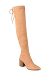Journee Collection Paras Faux Suede Over-the-knee Boot In Tan