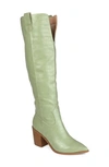 Journee Collection Therese Tall Croc Embossed Western Boot In Green