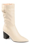 Journee Collection Women's Wilo Wide Calf Block Heel Boots In Bone
