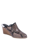 Andre Assous Sagina Embossed Leather Genuine Shearling Lined Mule In Brown Snake