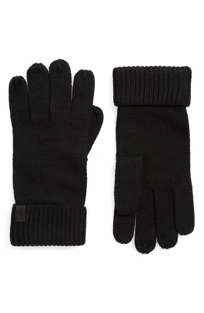 Allsaints Merino Wool Gloves In Black