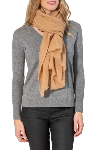 Amicale Cashmere Light Weight Wrap In Camel