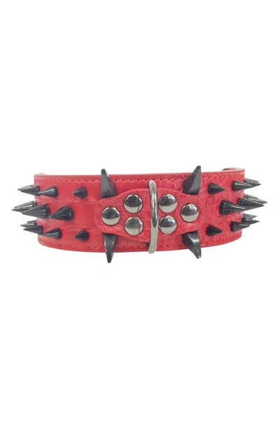 Dogs Of Glamour Madex Luxury Spiked Collar In Red