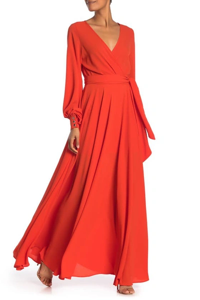 Meghan La Lilypad Surplice Maxi Dress In Flame