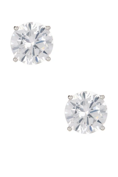 Nordstrom Rack Sterling Silver Round Cut Cz Studs In Clear/silver