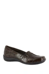Easy Street Purpose Comfort Flat In Brown Patent Croco