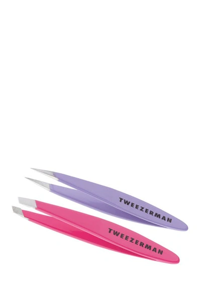 Tweezerman Mini Slant Oval & Point Tweezer Combo Set In Multi