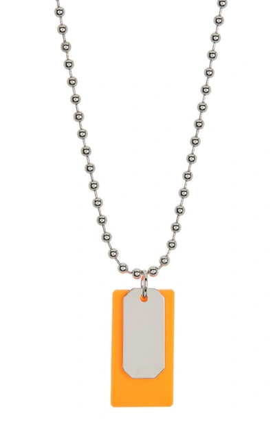 Abound Neon Dog Tag Pendant Necklace In Orange- Silver