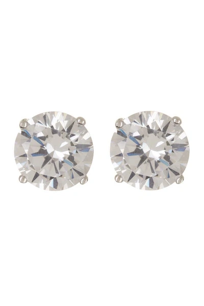Nordstrom Rack Sterling Silver Round Cut Cz Studs In Clear/silver