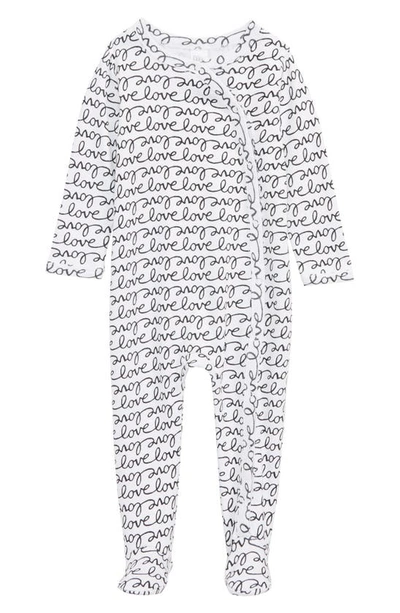 Nordstrom Baby Baby Print Footie In White- Black Love