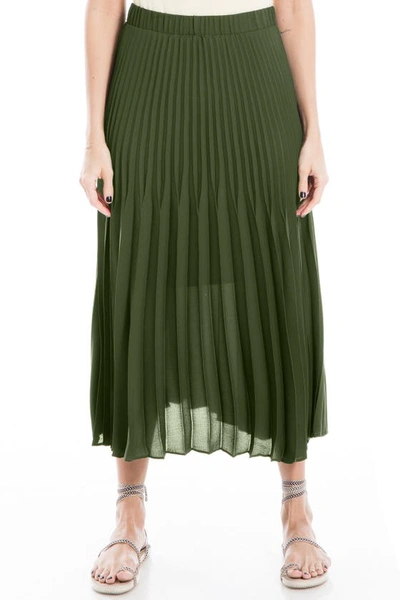 Max Studio Pleated Midi Skirt In Army-army
