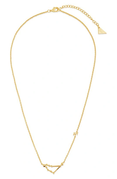 Sterling Forever 14k Gold Plated Station Constellation Pendant Necklace In Gold - Capricorn
