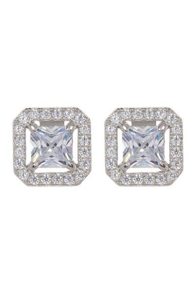 Nordstrom Rack Princess Cz Pave Stud Earrings In Clear/silver