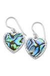 Samuel B. Silver Abalone Heart Earrings In Blue And Green