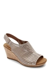 Rockport Briah Womens Suede Perforated Wedge Sandals In Mtl Khaki Lth