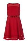 Calvin Klein Big Girls Plus Size Illusion Mesh Bow Front Dress In Red