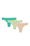 Aqs Seamless Thong In Lemons/lime/nude