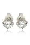 Suzy Levian Sterling Silver White Cz Round Stud Earrings In Yellow