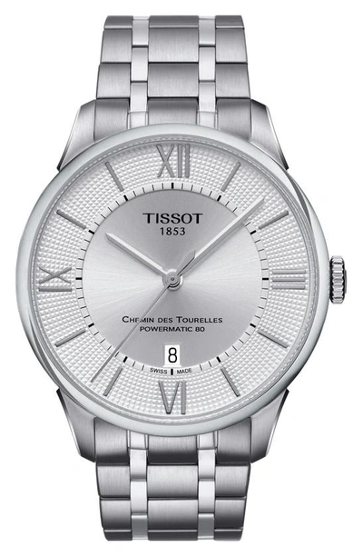 Tissot Chemin Des Tourelles Automatic Bracelet Watch, 42mm In Silver
