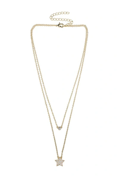 Cz By Kenneth Jay Lane Cz Star Double Layer Chain Necklace In Clear/gold