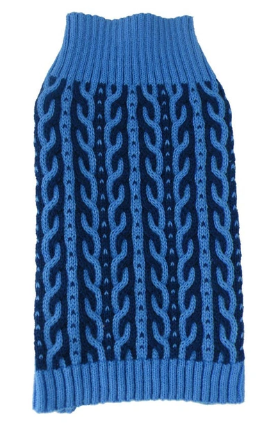 Pet Life Harmonious Dual Weave Sweater In Aqua Blue And Dark Blue
