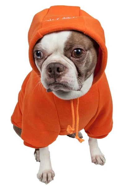 Pet Life Fashion Plush Cotton Pet Hoodie Hooded Sweater In Orange
